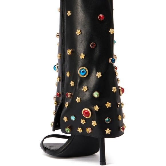 "COSMIC FANTASY" Embellished Black Sandals - Picture 4 of 7
